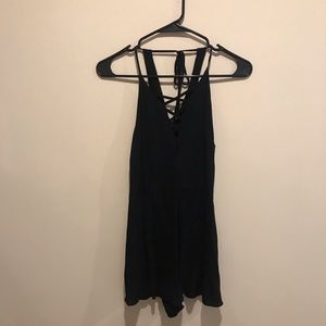 Black Lace-Up Romper